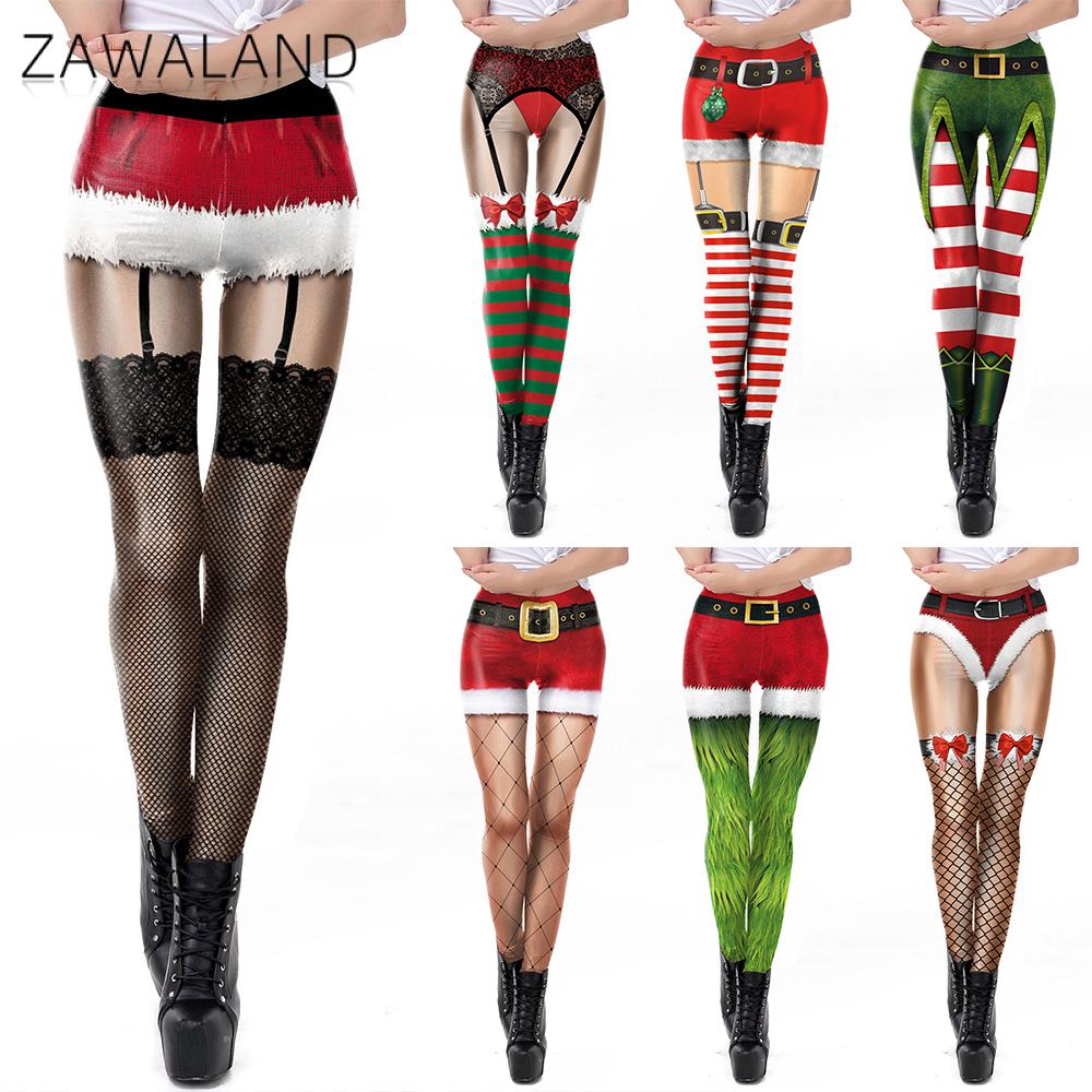 Yoga Fitness Women - Zawaland Weihnachts-Yoga-Leggings für Damen, lustige rote