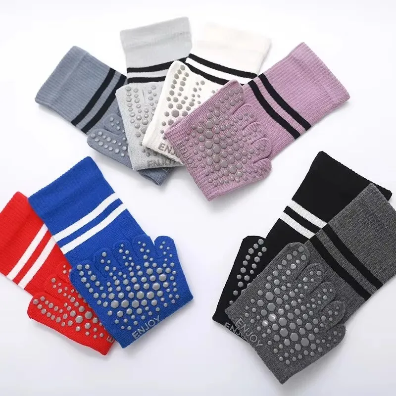 Yoga Dance & Fitness Center Llc - Damen-Mid-Tube-Yoga-Socken, atmungsaktiv, rutschfest, mit fünf Zehen,