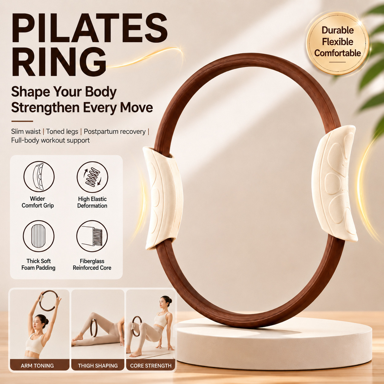 Yoga Fitness Ring - Pilates-Ring, Yoga-Ring, Beckenbodenmuskeltraining, Körperformungs-Fitnesshilfe, Widerstandsband zum