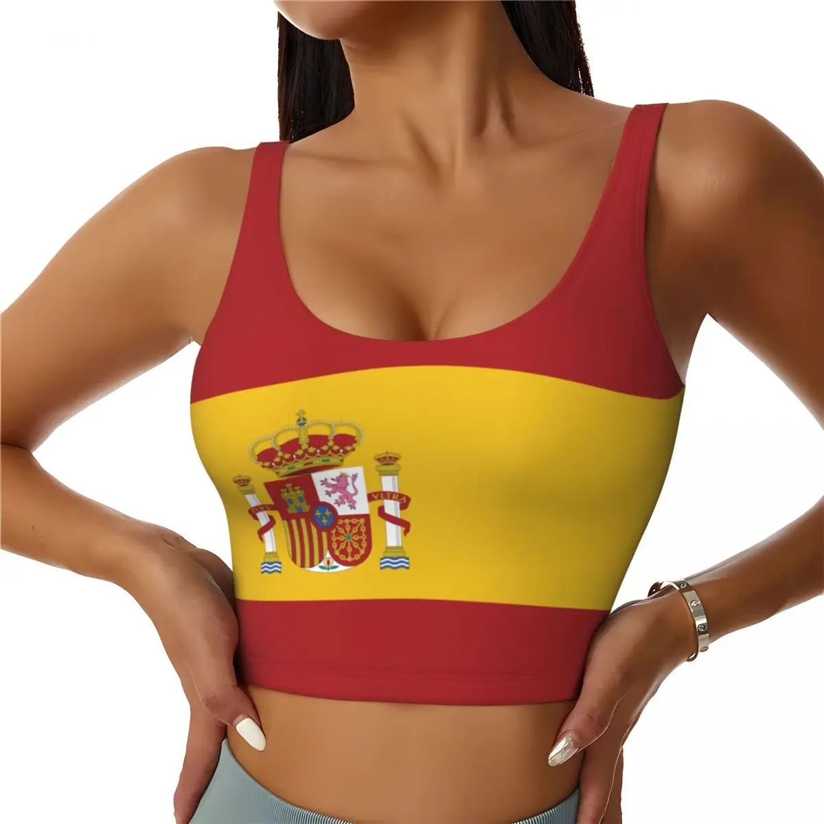 Spanien Flagge Basic Tops Frau – Yoga Fitness Women Bewertung und Preis